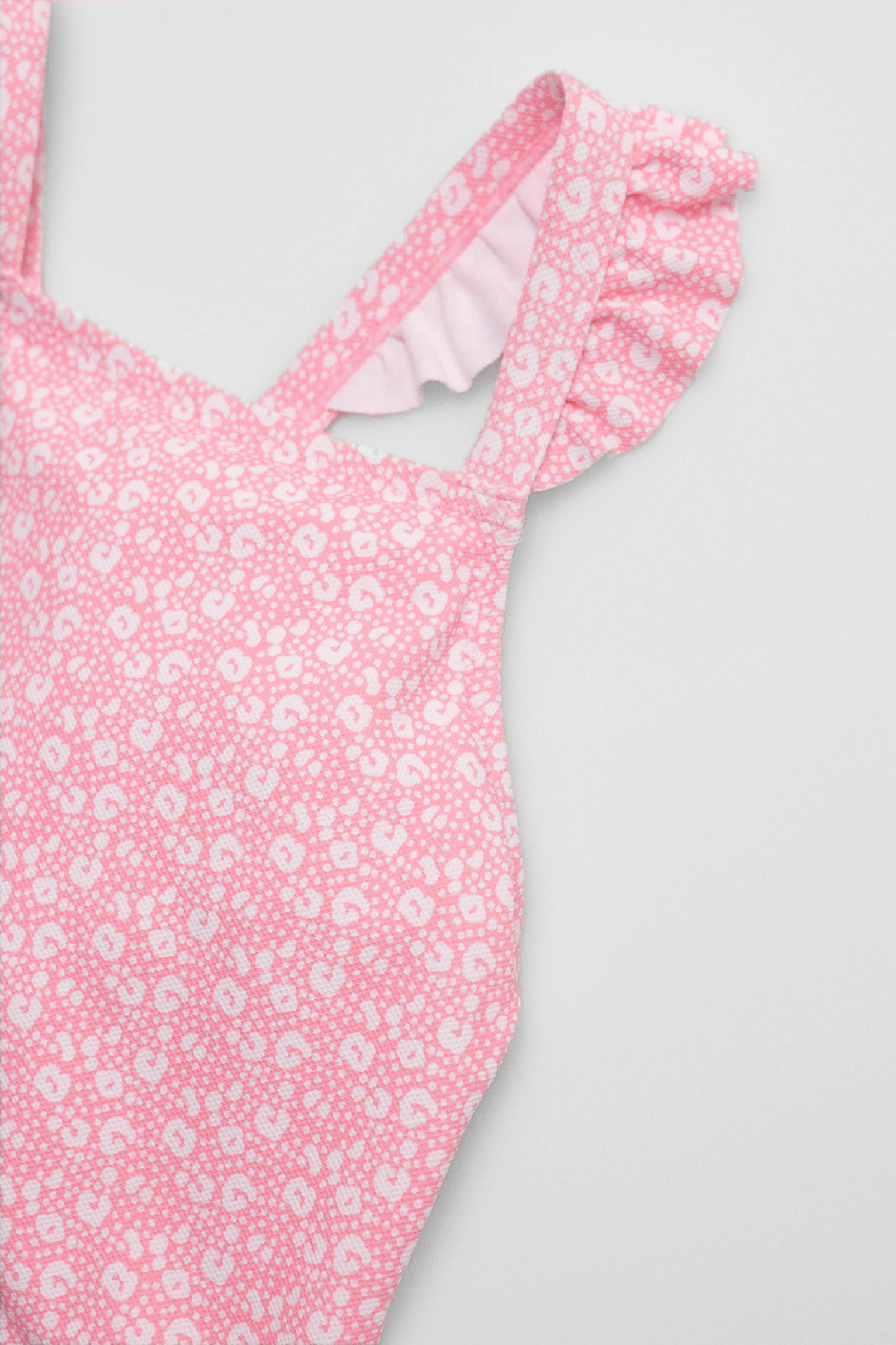 Maillot de bain pour fille avec détails à volants et bretelles croisées, imprimé léopard rose - Image 6