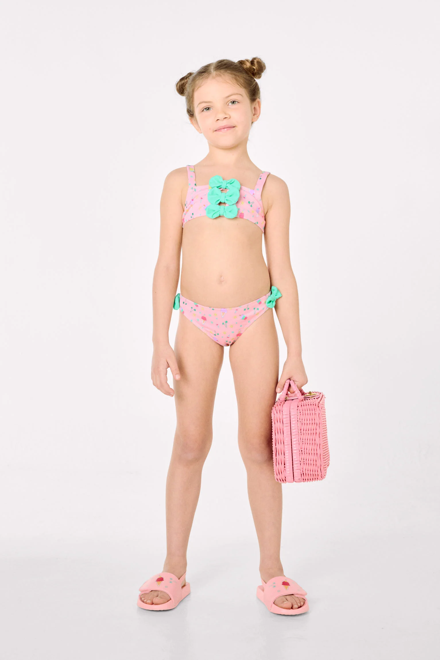 Bikini pour fille avec détails nœud et imprimé d'été glace - Image 5