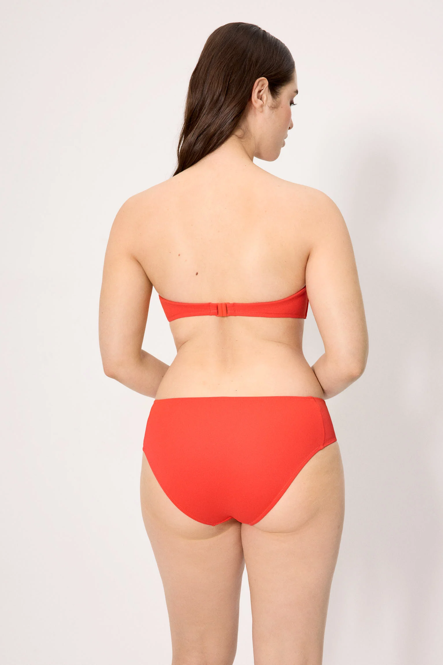 Culotte de bikini midi gainante en micropiqué corail - Image 2