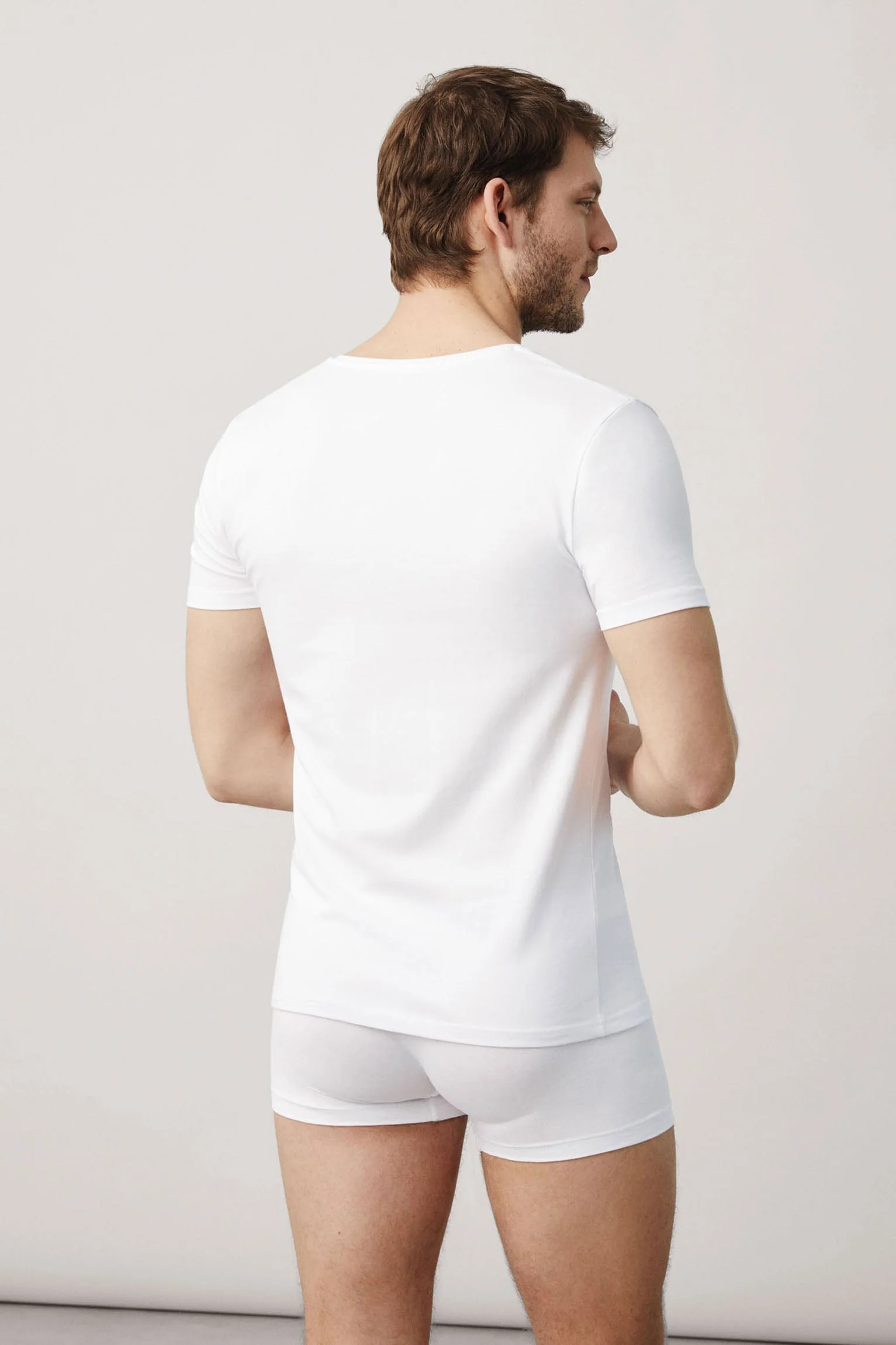 Maillot de corps blanc col V manches courtes - Image 4