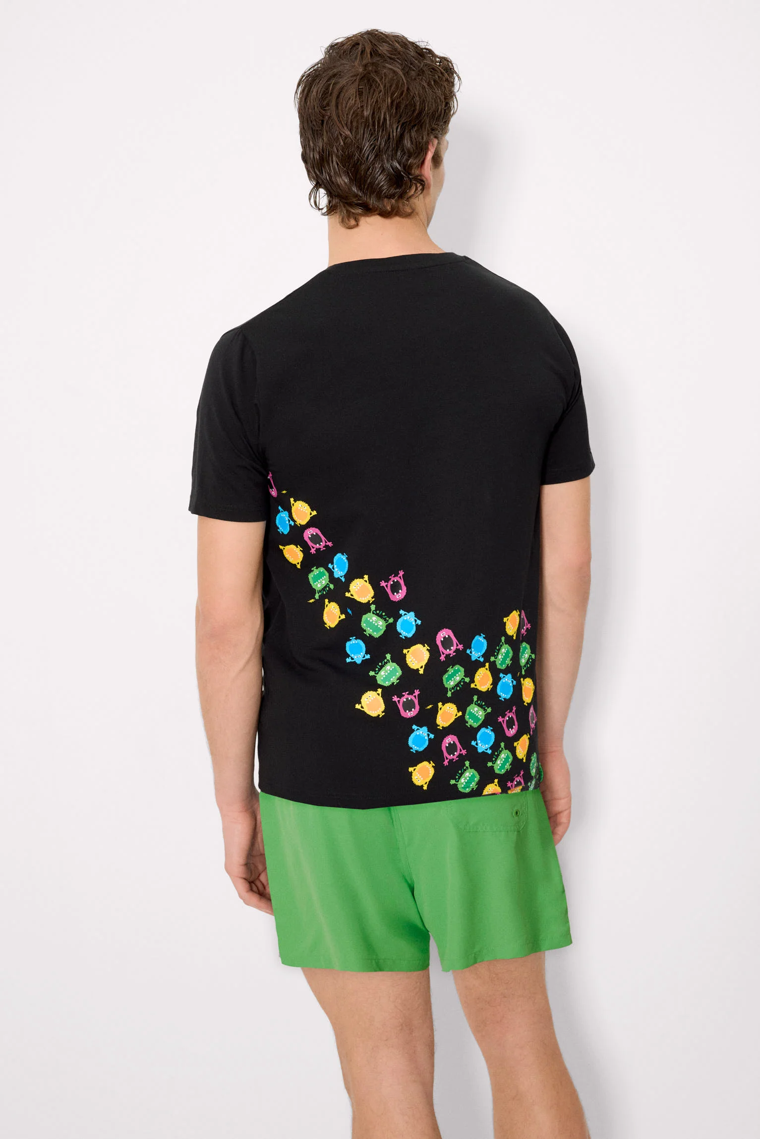 T-shirt à manches courtes imprimé monstre noir - Image 2