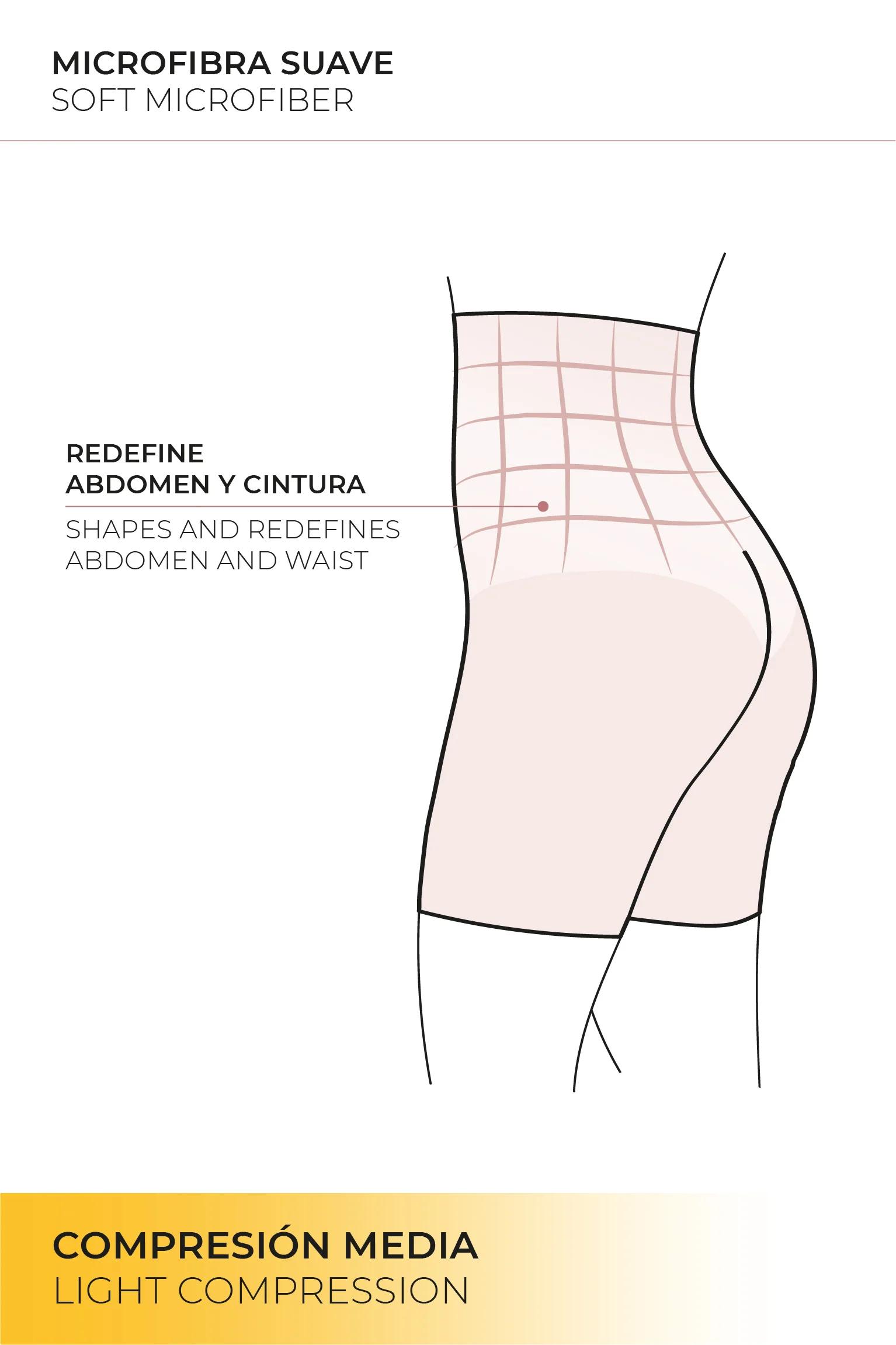 Ceinture réductrice abdominale haute, tissu tulle, compression, vison moyen - Image 4