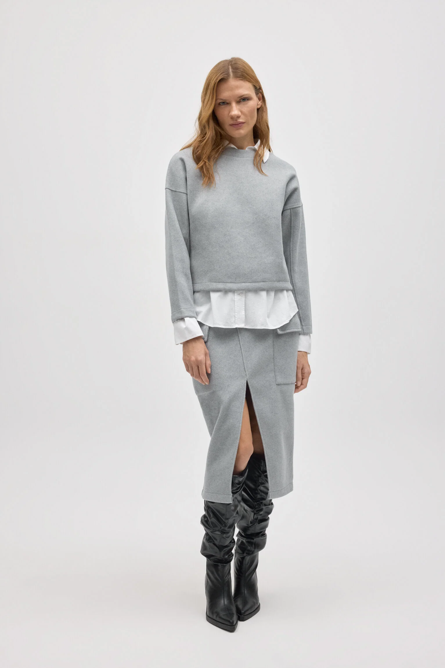 Jupe midi style cargo gris chaud - Image 6