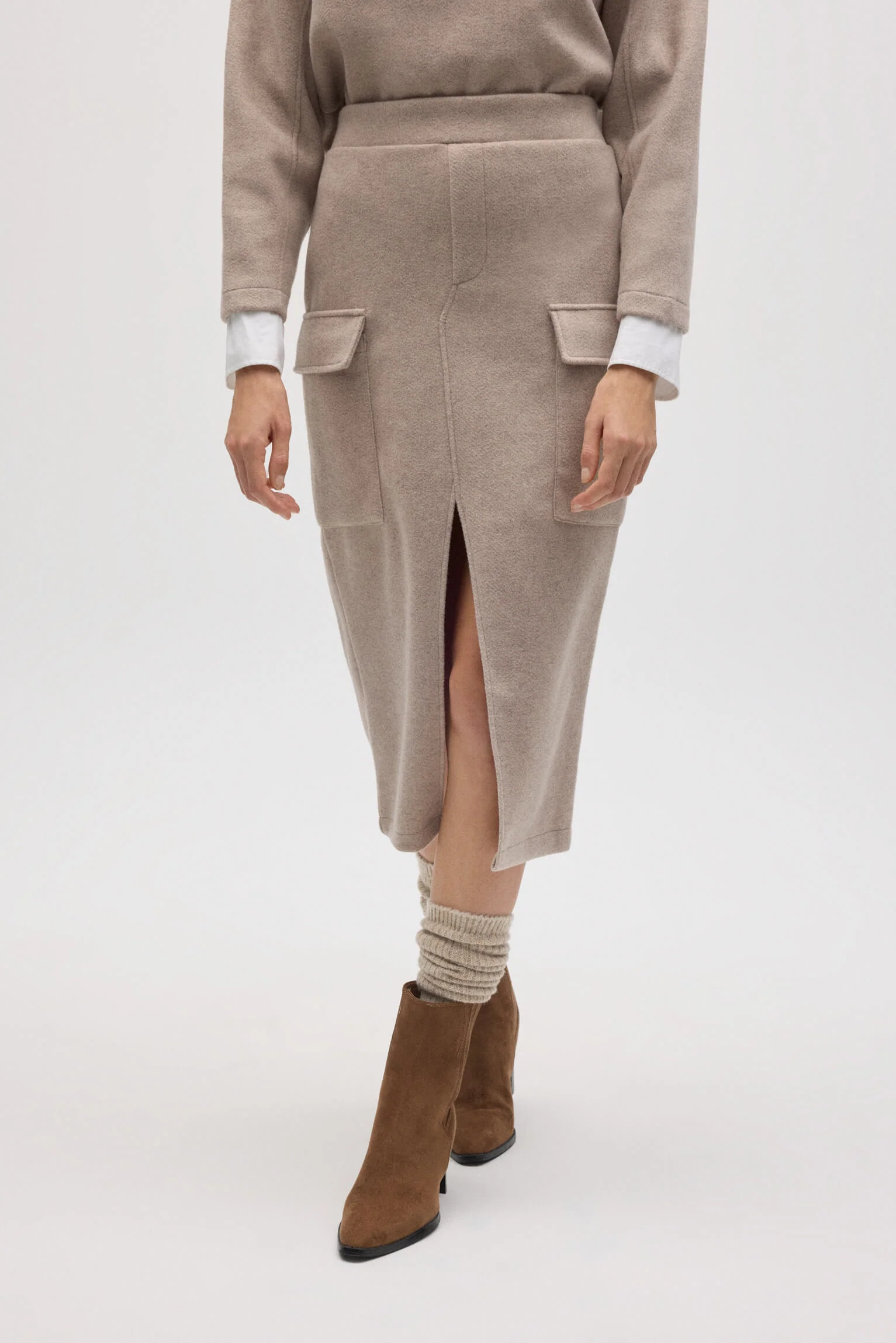 Jupe midi style cargo marron chaud - Image 2