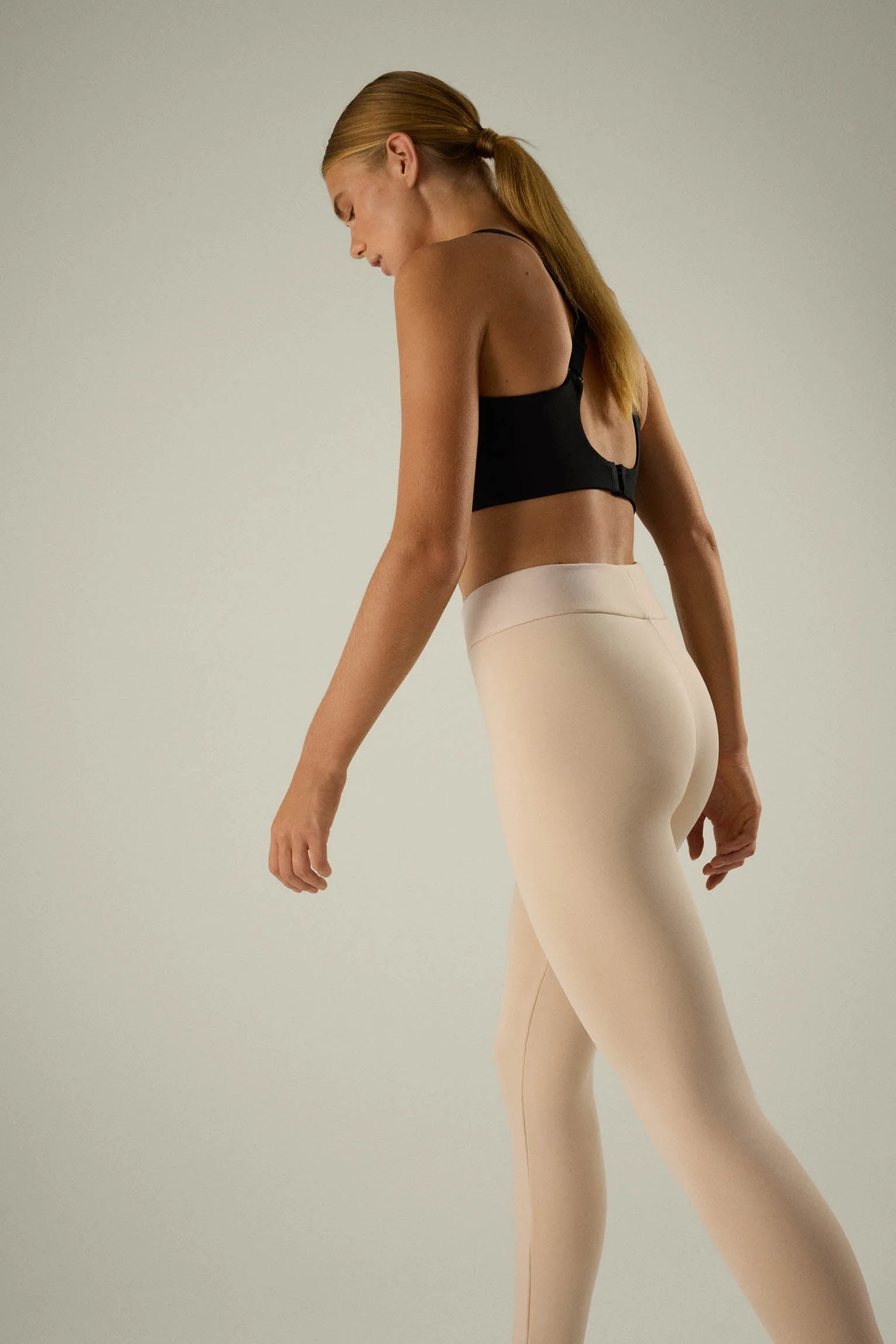 Legging de sport thermique intérieur peluche beige - Image 4