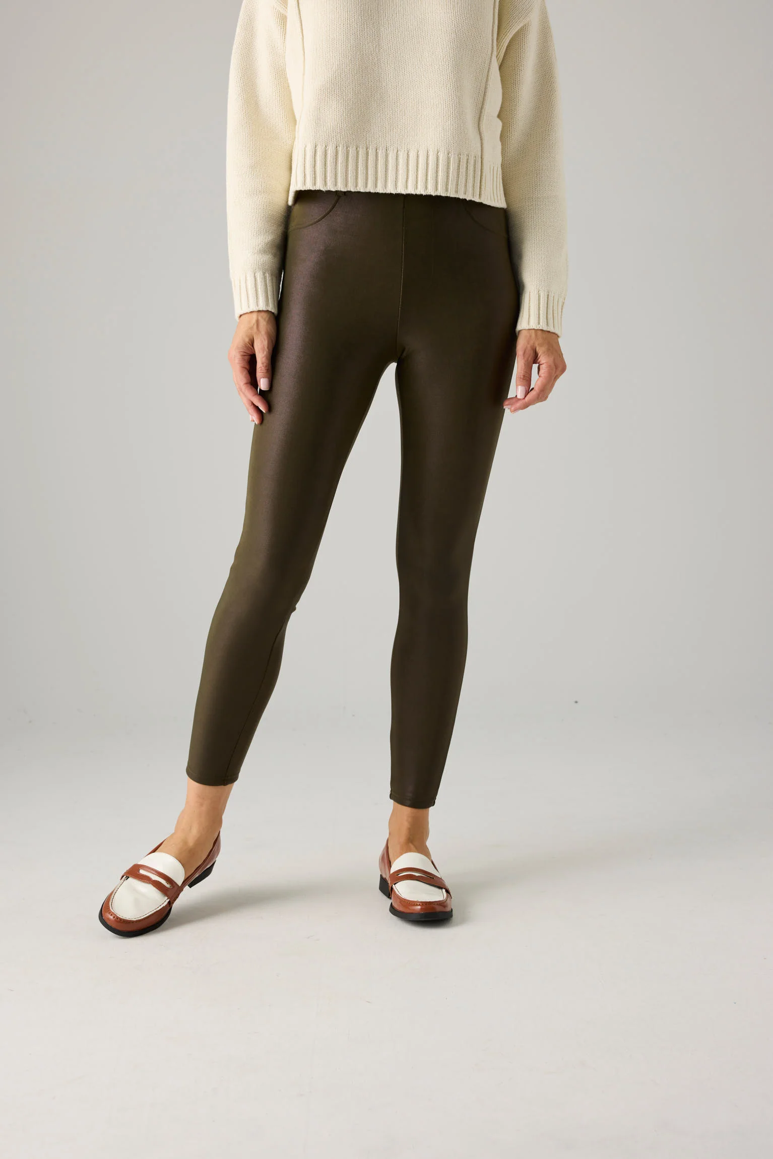 Pantalon thermique effet cuir vert bouteille - Image 4