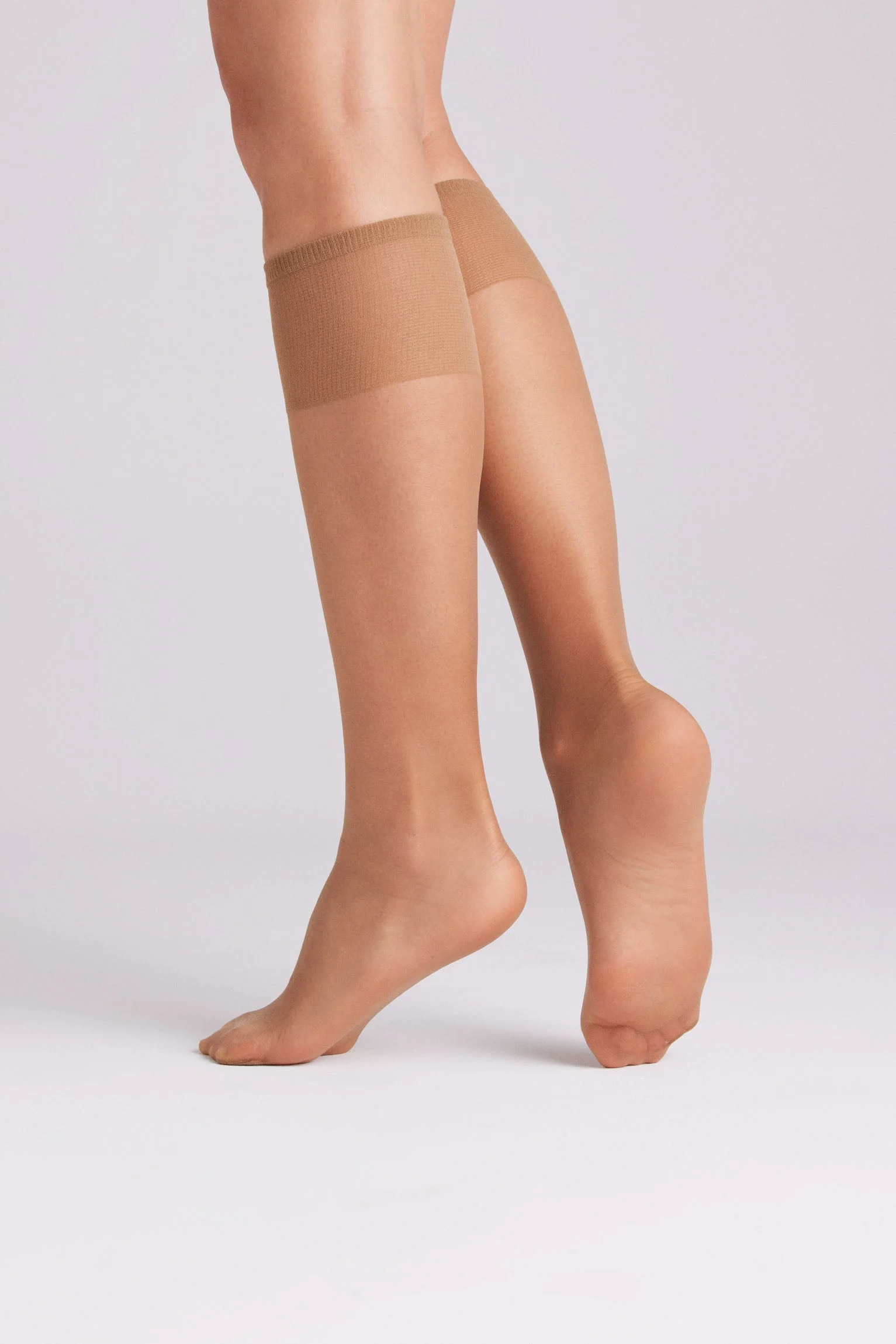Lot de 2 chaussettes longues à bout invisible 15 deniers bronze - Image 2