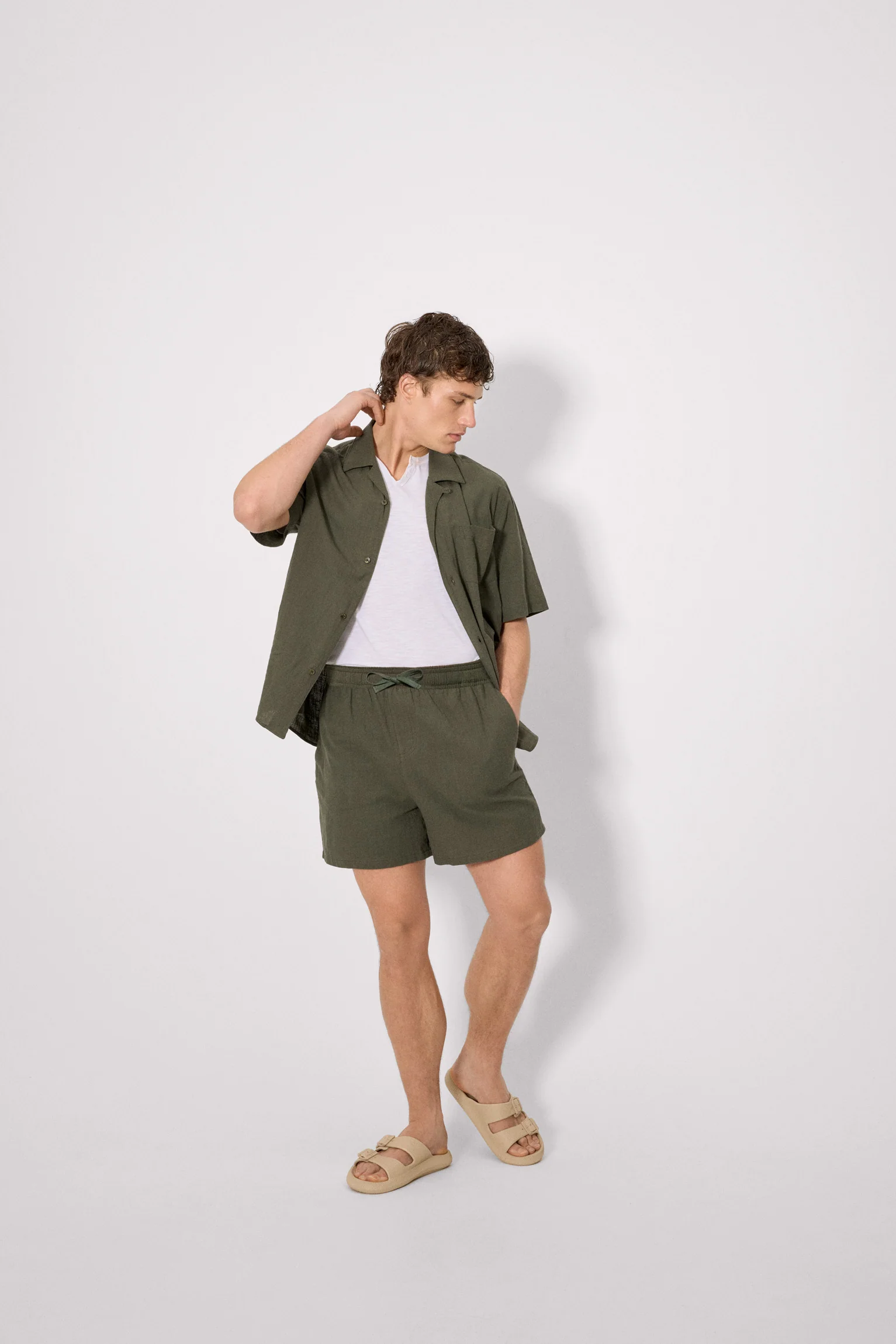 Short vert effet lin - Image 5
