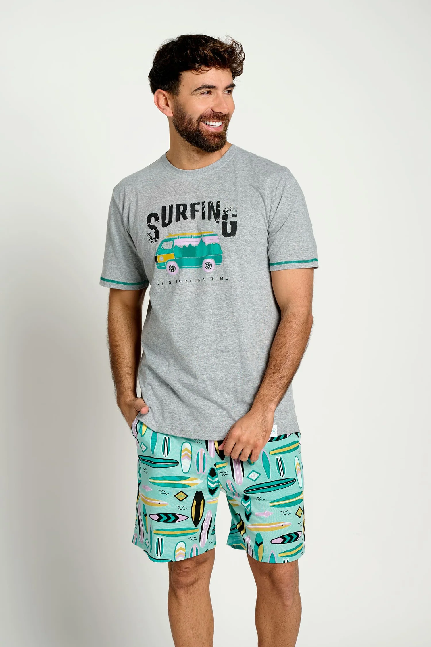 Pyjama court en coton pour homme, style surfeur | MUYDEMI - Image 3
