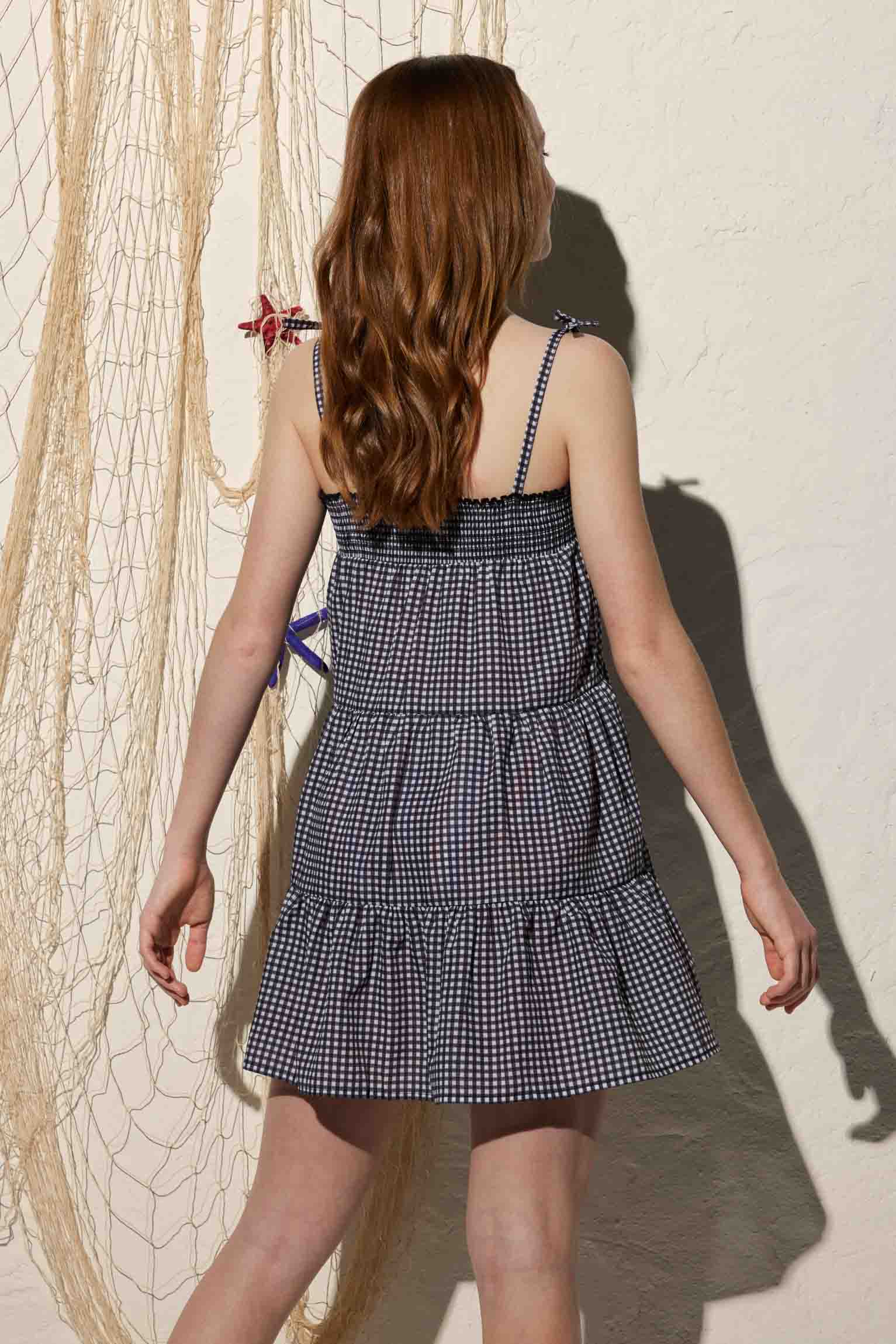 Robe de plage ado imprimé rayures bretelles nouées - Image 3