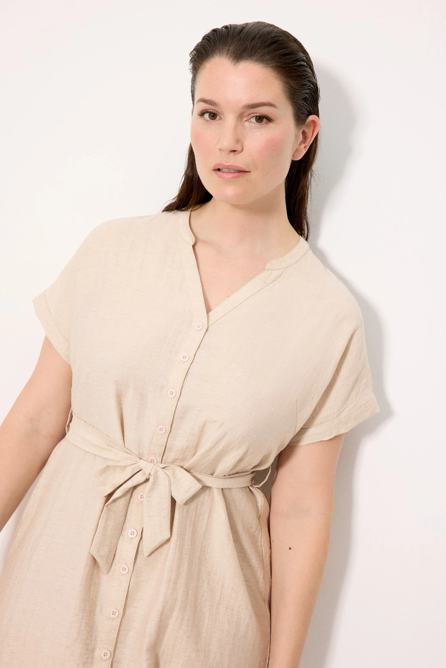 robe chemise en lin à manches courtes - Image 4